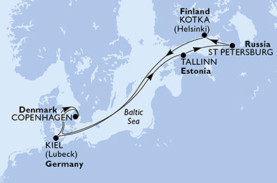 Dánsko, Estónsko, Rusko, Fínsko, Nemecko z Kodaně na lodi MSC Virtuosa