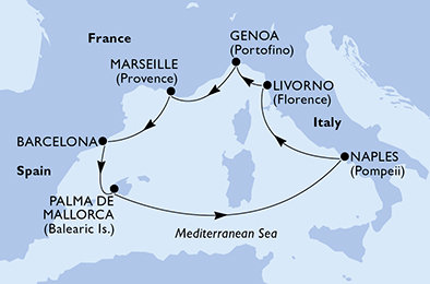 Taliansko, Francúzsko, Španielsko z Livorna na lodi MSC Seaside