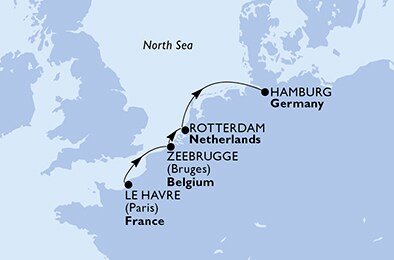 Francúzsko, Belgicko, Holandsko, Nemecko z Le Havre na lodi MSC Preziosa