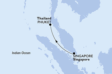 Singapur, Thajsko na lodi MSC Splendida