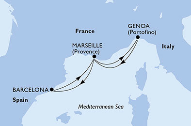 Španielsko, Francúzsko, Taliansko z Barcelony na lodi MSC Seaside
