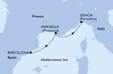 Španielsko, Francúzsko, Taliansko z Barcelony na lodi MSC World Europa