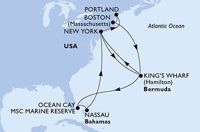 USA - Východné pobrežie, Bermudy, Bahamy z New Yorku na lodi MSC Divina