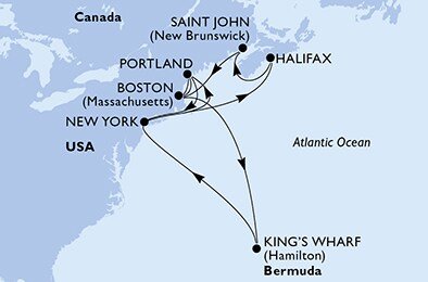 USA - Východné pobrežie, Bermudy, Kanada z New Yorku na lodi MSC Divina