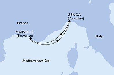 Francúzsko, Taliansko z Marseille na lodi MSC Seaside