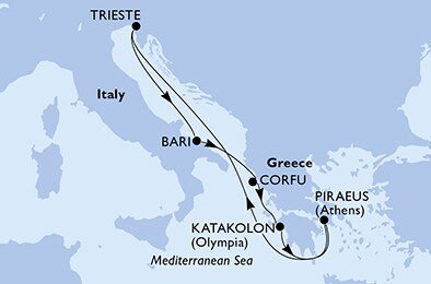 Taliansko, Grécko z Trieste na lodi MSC Magnifica