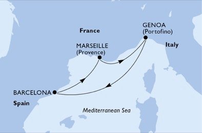 Taliansko, Španielsko, Francúzsko z Janova na lodi MSC World Europa