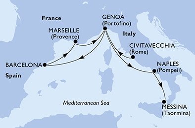 Taliansko, Španielsko, Francúzsko z Civitavechie na lodi MSC World Europa