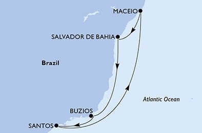 Brazília zo Salvadoru na lodi MSC Seashore