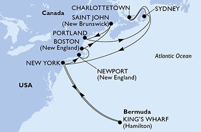 USA - Východné pobrežie, Bermudy, Kanada z New Yorku na lodi MSC Meraviglia