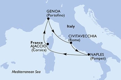 Taliansko, Francúzsko z Janova na lodi MSC Seashore
