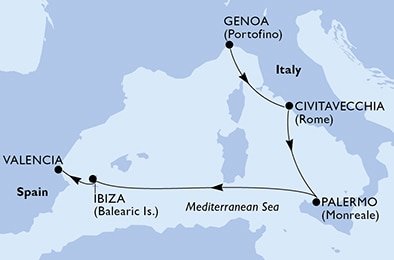 Taliansko, Španielsko z Janova na lodi MSC Seashore