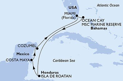 USA, Bahamy, Honduras, Mexiko z Miami na lodi MSC Divina