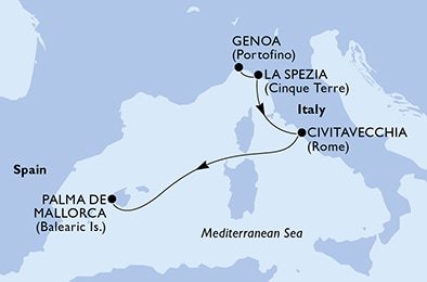 Taliansko, Španielsko z Janova na lodi MSC Seaview