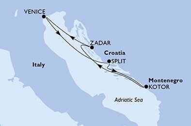 Taliansko, Chorvátsko, Čierna Hora z Benátok na lodi MSC Armonia