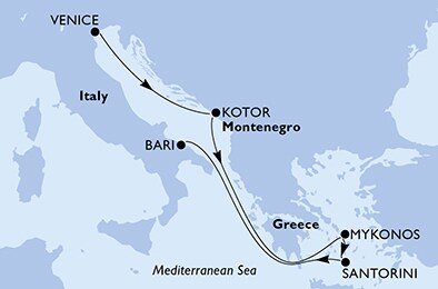 Taliansko, Čierna Hora, Grécko z Benátok na lodi MSC Armonia
