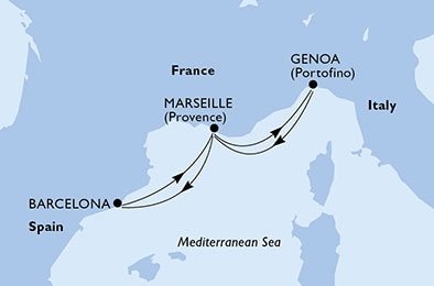 Španielsko, Francúzsko, Taliansko z Barcelony na lodi MSC Grandiosa