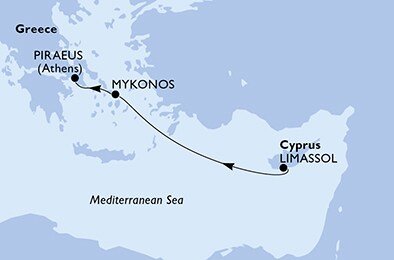 Cyprus, Grécko z Limassolu na lodi MSC Musica