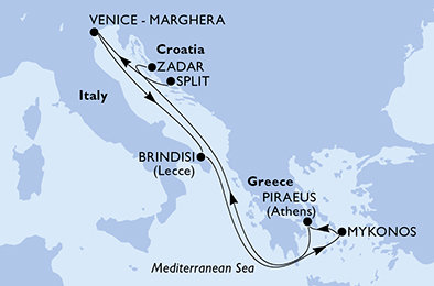 Chorvátsko, Taliansko, Grécko zo Splitu na lodi MSC Sinfonia