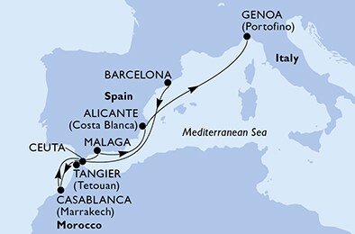 Španielsko, Maroko, Taliansko z Barcelony na lodi MSC Sinfonia