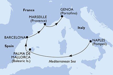 Taliansko, Španielsko, Francúzsko z Neapolu na lodi MSC Bellissima