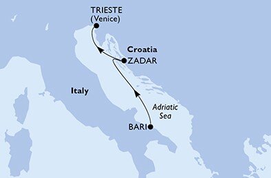 Taliansko, Chorvátsko z Bari na lodi MSC Splendida