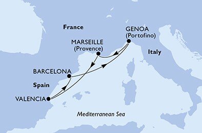 Taliansko, Francúzsko, Španielsko z Janova na lodi MSC Fantasia