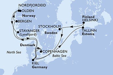 Švédsko, Nemecko, Nórsko, Dánsko, Estónsko, Fínsko zo Stockholmu na lodi MSC Fantasia