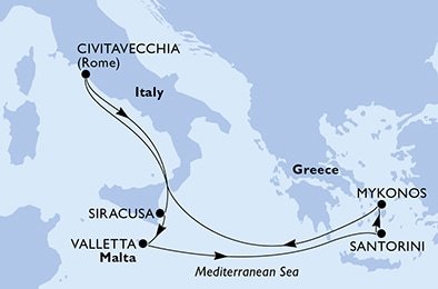 Malta, Grécko, Taliansko z Valletty na lodi MSC Divina