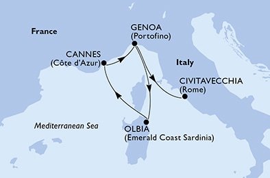 Taliansko, Francúzsko z Janova na lodi MSC Sinfonia