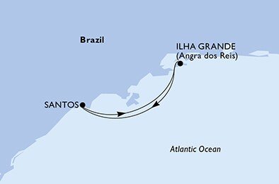 Brazília zo Santosu na lodi MSC Armonia