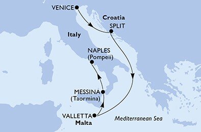 Taliansko, Chorvátsko, Malta z Benátok na lodi MSC Armonia