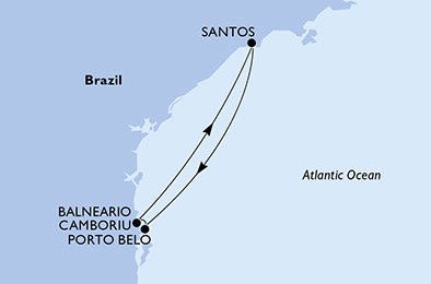 Brazília zo Santosu na lodi MSC Preziosa