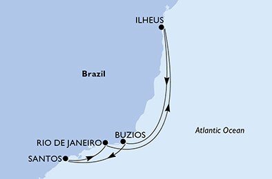 Brazília zo Santosu na lodi MSC Preziosa