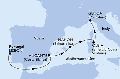 Portugalsko, Španielsko, Taliansko z Lisabonu na lodi MSC Orchestra