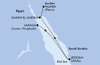 Egypt, Saúdská Arábie, Jordánsko zo Safagy na lodi MSC Orchestra
