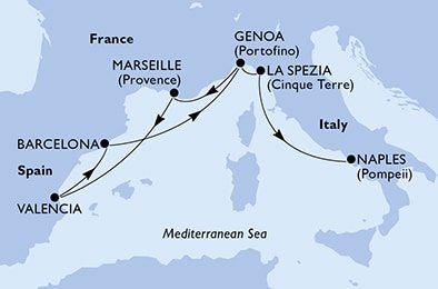Taliansko, Francúzsko, Španielsko z Janova na lodi MSC Fantasia