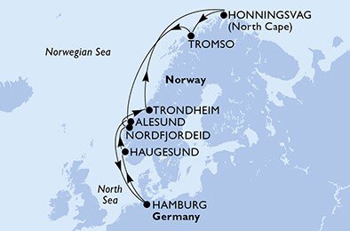 Nemecko, Nórsko z Hamburgu na lodi MSC Preziosa