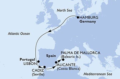 Nemecko, Portugalsko, Španielsko z Hamburgu na lodi MSC Fantasia