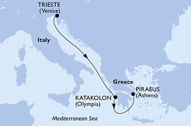 Taliansko, Grécko z Trieste na lodi MSC Splendida