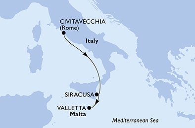 Taliansko, Malta z Civitavechie na lodi MSC Divina