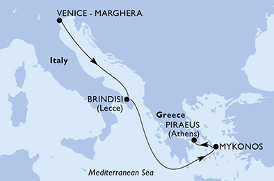 Taliansko, Grécko na lodi MSC Armonia
