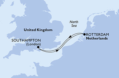 Veľká Británia, Holandsko zo Southamptonu na lodi MSC Virtuosa