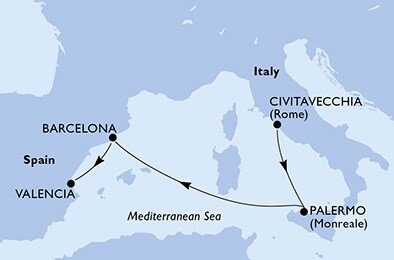 Taliansko, Španielsko z Civitavechie na lodi MSC Seaside