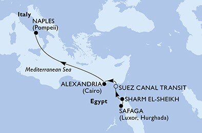 Egypt, Taliansko zo Safagy na lodi MSC Musica