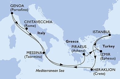 Grécko, Turecko, Taliansko z Pireusu na lodi MSC Sinfonia