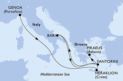 Taliansko, Grécko z Janova na lodi MSC Opera