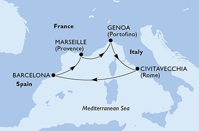 Taliansko, Španielsko, Francúzsko z Janova na lodi MSC Poesia