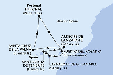 Španielsko, Portugalsko z Tenerife na lodi MSC Opera