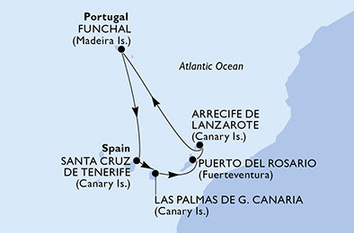 Španielsko, Portugalsko z Las Palmas na lodi MSC Opera